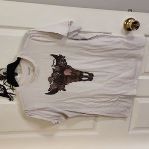White Cow Skull Wrangler Tshirt